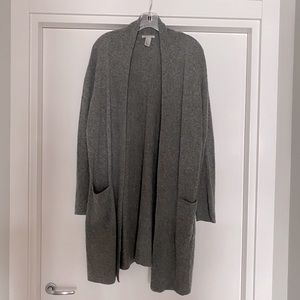 H&M Gray Long Cashmere Cardigan size Medium